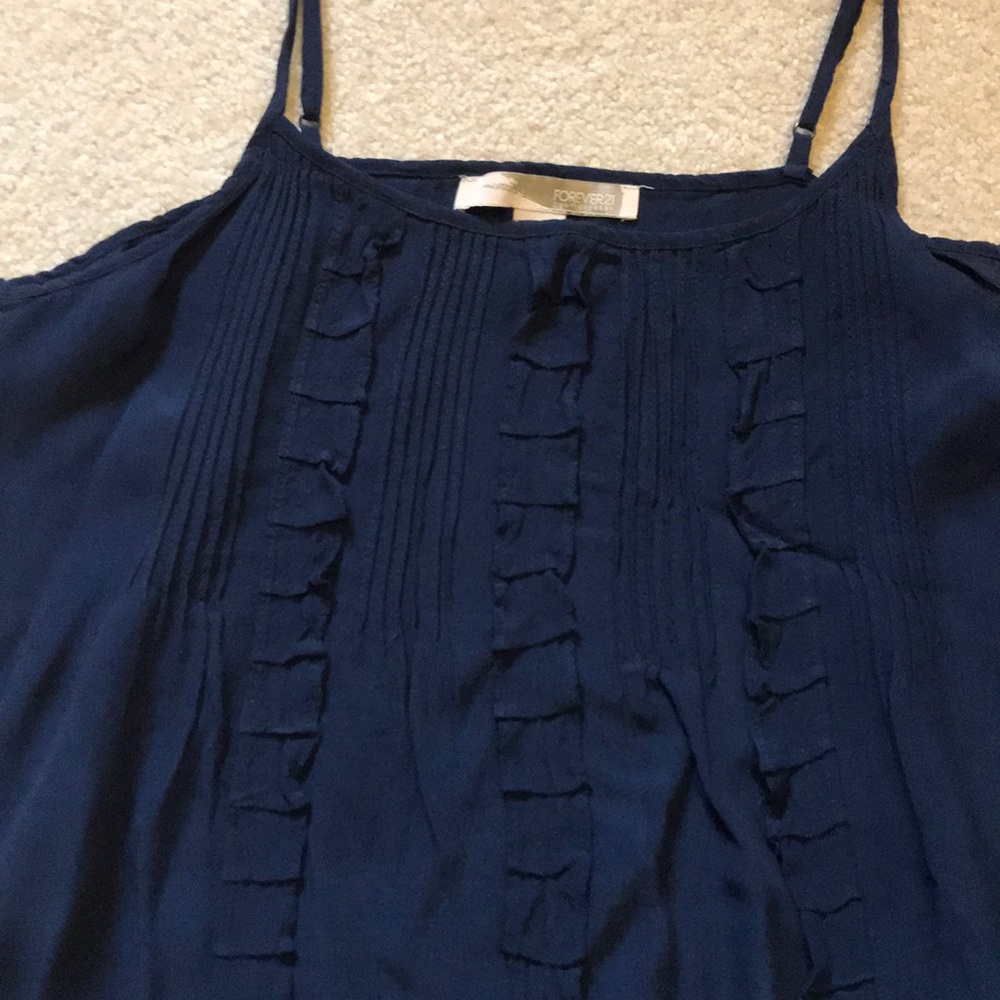 Navy Ruffled Cami Dress - Picture 2 of 3